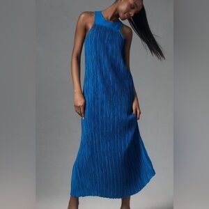 NWT Anthropologie Halter Plissé Maxi Dress